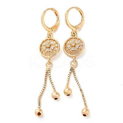 Rhinestone Flower Leverback Earrings EJEW-K256-08KCG-1