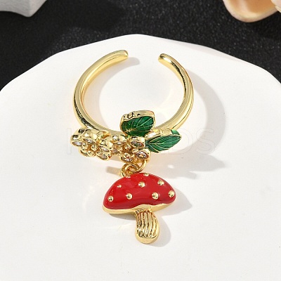 Brass Micro Pave Cubic Zirconia Cuff Rings RJEW-A069-04G-1