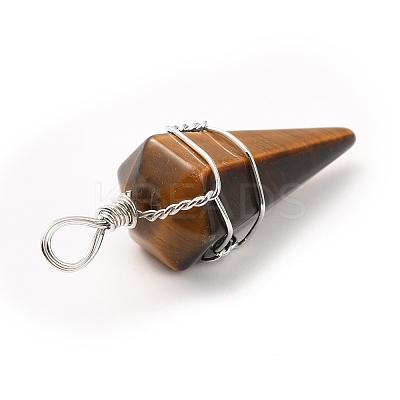 Natural Tiger Eye Gemstone Pendants G-D458-06P-05-RS-1