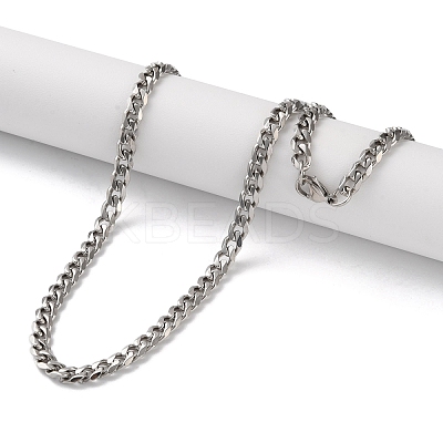 304 Stainless Steel Cuban Link Chain Necklaces for Men NJEW-B117-01E-P-1