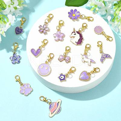 20Pcs 20 Styles Alloy Enamel Pendant Decorations HJEW-FS00047-1