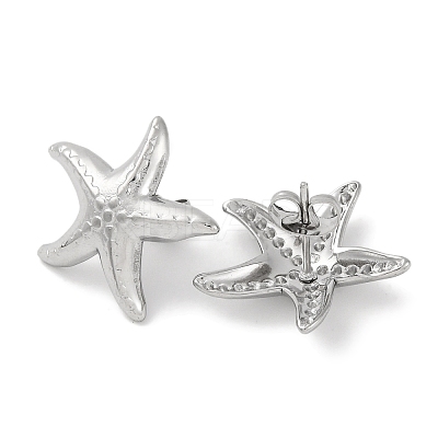 304 Stainless Steel Starfish Stud Earrings EJEW-D281-30S-1