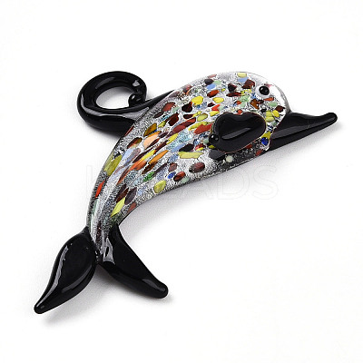 Handmade Silver Foil Lampwork Big Pendants LAMP-T023-13A-1