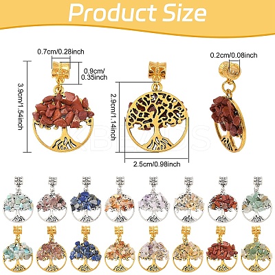 16Pcs 16 Styles Alloy Gems Tree of Life European Dangle Charms PALLOY-YW00085-1