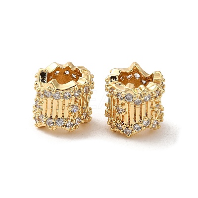 Rack Plating Brass Micro Pave Cubic Zirconia European Beads KK-Q795-03G-1