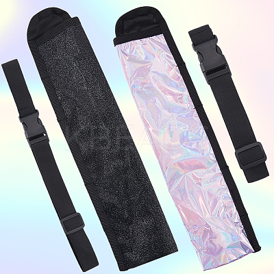 2Pcs 2 Colors Oxford Collapsible Floral Print Chinese Fan Storage Bag ABAG-CN0001-45-1