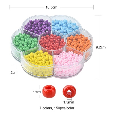 1050Pcs 7 Color 6/0 Opaque Colours Glass Seed Beads SEED-CJ0001-19-1