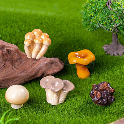 22Pcs 11 Styles Resin Vase Miniature Mushroom Ornaments RESI-CN0001-01-1