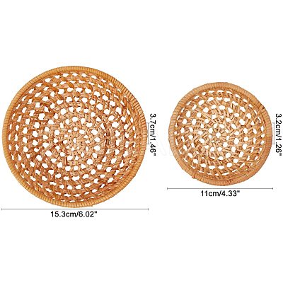 Bamboo Rattan Tray Bread Storage Basket AJEW-GA0002-15-1