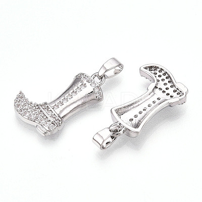 Brass Micro Pave Cubic Zirconia Pendants KK-N254-239P-1