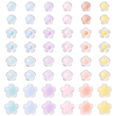 200Pcs 4 Styles Frosted Transparent Acrylic Beads OACR-TA0003-54-1