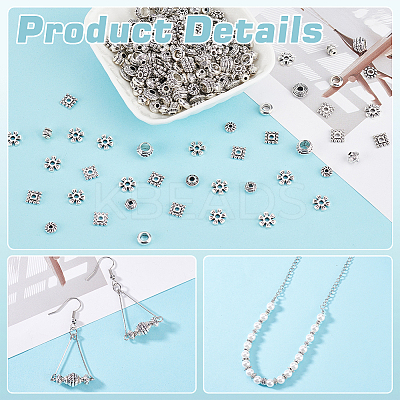 360Pcs 12 Styles Tibetan Style Alloy Spacer Beads FIND-PH0023-79AS-1