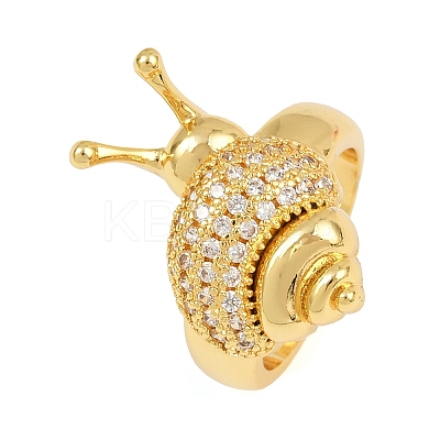 Brass Micro Pave Clear Cubic Zirconia Cuff Rings RJEW-P155-02G-1