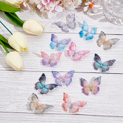 24Pcs 12 Colors Cloth Butterfly Alligator Hair Clip FIND-CP0002-47-1