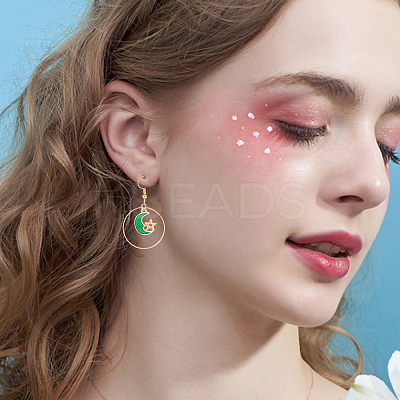 9 Pairs 9 Style Rhinestone Sun & Moon & Star & Planet Enamel Asymmetrical Earrings EJEW-AN0002-14-1