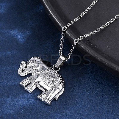 Elephant 304 Stainless Steel Pendant Necklaces NJEW-H059-06P-1