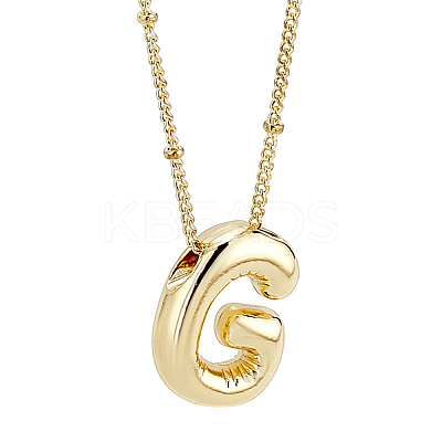 1pc Brass Chain with Alloy Letter Pendants Necklaces NJEW-LP0001-41G-G-1