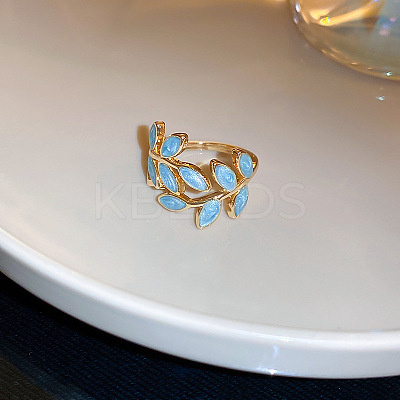 Leaf Alloy Enamel Cuff Rings FS-WG02ED7-02-1