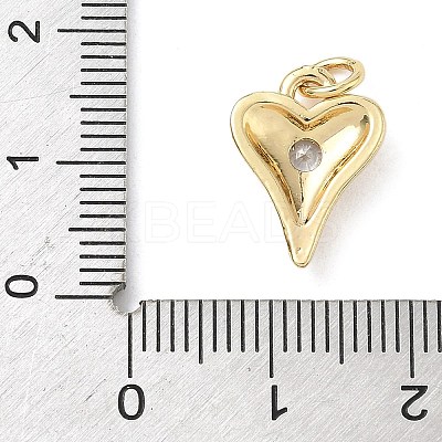 Brass Cubic Zirconia Heart Charms LS-KK-K368-47G-1