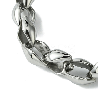 304 Stainless Steel Rhombus Link Chain Bracelets for Women Men BJEW-C063-09AS-1