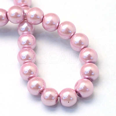 Baking Paint Pearlized Glass Pearl Round Bead Strands HY-Q003-4mm-47-1