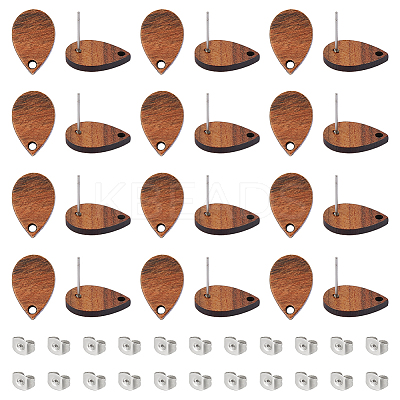 15 Pair Walnut Wood Stud Earring Findings STAS-UN0055-14A-1