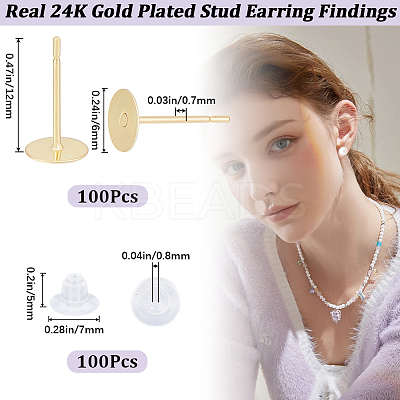 100Pcs 304 Stainless Steel Stud Earring Findings STAS-BBC0004-84-1