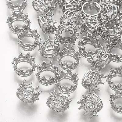 Brass with Cubic Zirconia European Beads X-KK-T035-122-1