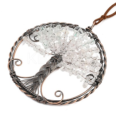 Brass & Natural Quartz Crystal Chips Pendant Decorations HJEW-Z007-05R-10-1