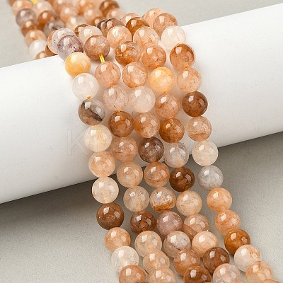 Natural Yellow Hematoid Quartz/Golden Healer Quartz Beads Strands X-G-D334-A02-8mm-1