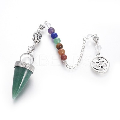 Chakra Jewelry Natural Green Aventurine Cone Dowsing Pendulums G-G771-E05-1