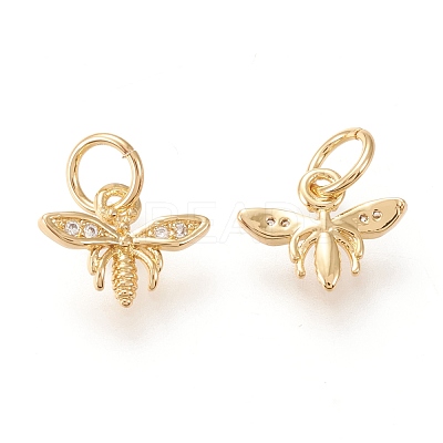 Brass Micro Pave Clear Cubic Zirconia Charms ZIRC-I044-38G-1