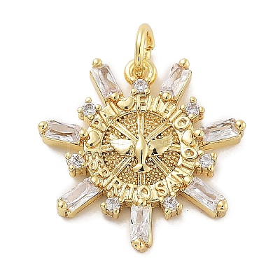 Rack Plating Brass Micro Pave Cubic Zirconia Pendants KK-Z071-56G-1
