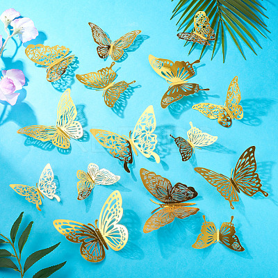96Pcs 8 Styles PET 3D Butterfly Wall Stickers DIY-TA0013-12A-1