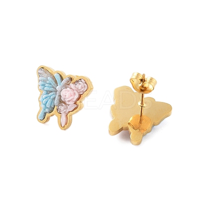 Ion Plating(IP) 3Pairs 3 Styles 304 Stainless Steel Butterfly Earrings EJEW-A114-05G-1