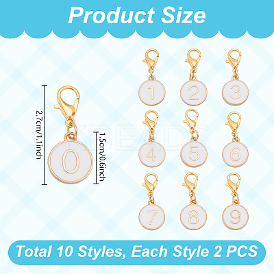 20Pcs 10 Styles Alloy Enamel Pendant Locking Stitch Markers HJEW-PH02070-1