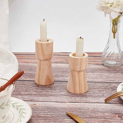 2Pcs 2 Style Wood Candle Holder AJEW-GF0004-05A-1