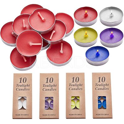 5 Boxes 5 Colors Flat Round Paraffin Candles DIY-SZ0002-35-1