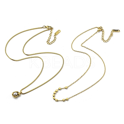 2Pcs 2 Style Plastic Oval & 304 Stainless Steel Nuggets Pendant Necklaces Set NJEW-K257-08G-1