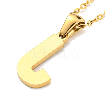 Ion Plating(IP) Initial Letter 304 Stainless Steel Pendant Necklaces NJEW-M199-01G-J-1