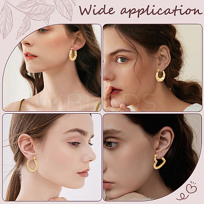 6 Pairs 6 Style 304 Stainless Steel Hoop Earrings for Women EJEW-BBC0001-96-1