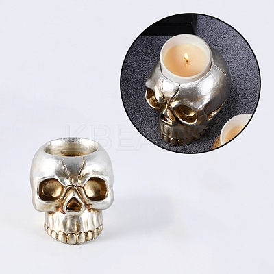 Halloween Skull Resin Candle Holders DJEW-R009-01-1