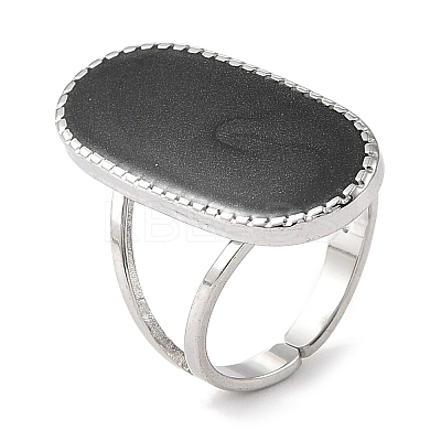 Oval 304 Stainless Steel Enamel Open Cuff Rings for Women RJEW-F166-25P-01-1