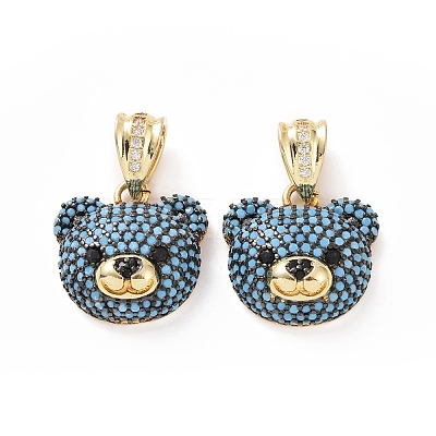 Brass Micro Pave Cubic Zirconia Pendants ZIRC-F136-01G-05-1