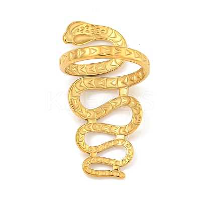Ion Plating(IP) 304 Stainless Steel Snake Wrap Open Cuff Ring for Women RJEW-A043-29G-1