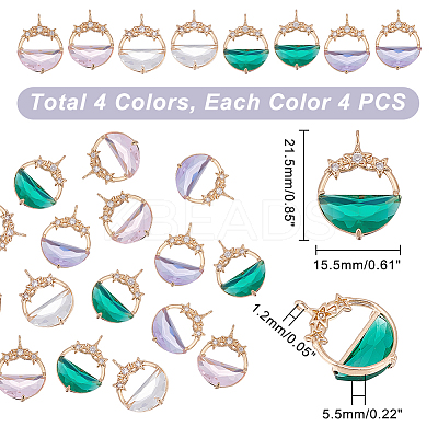 16Pcs 4 Colors Glass Pendants GLAA-GA0001-32-1