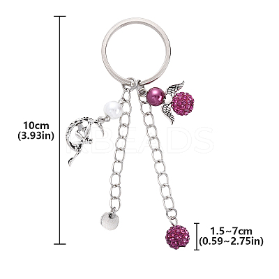 Glass Pearl & Alloy Keychian KEYC-YW00155-01-1