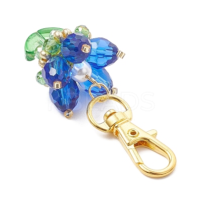 Flower Glass Pendants Decorations HJEW-MZ00248-07-1