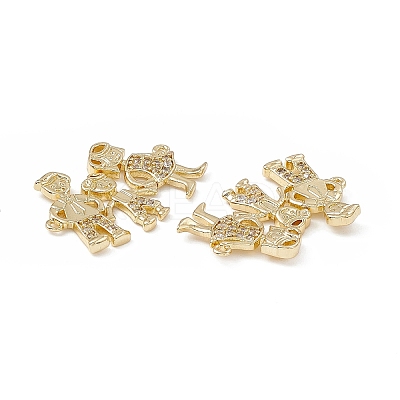 Brass Micro Pave Clear Cubic Zirconia Connector Charms KK-E068-VB362-1
