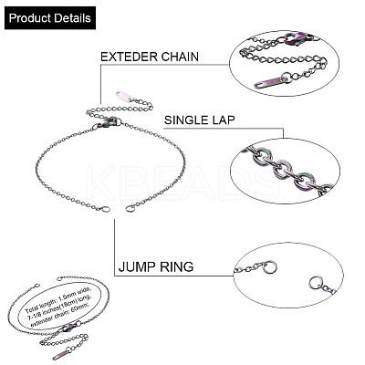304 Stianless Steel Cable Chain Bracelet Making STAS-CJ0001-135M-1